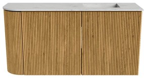 Mondiaz Joya DLux 80cm toiletmeubel ronding links oak met wastafel faye rechts 1 kraangat opalo