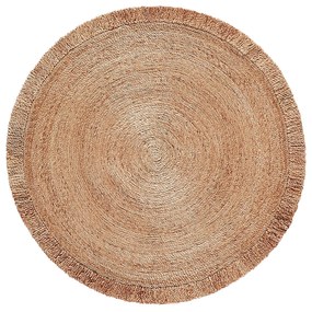 Rond vloerkleed in jute met franjes, Aftas