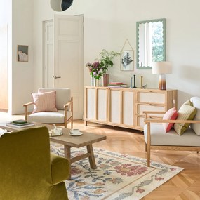 Vintage fauteuil eik en katoen/linnen, Malora