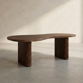 Dutchbone Tilon Salontafel Organische Vorm Walnoot - 110 X 60cm.