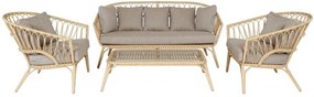 The Outsider Stoel-Bank Loungeset - Lenco - Bamboo Look - Lichtgrijs - Wicker - The Outsider