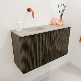 Mondiaz Joya DLux 70cm toiletmeubel shadow met wastafel faye links zonder kraangat opalo
