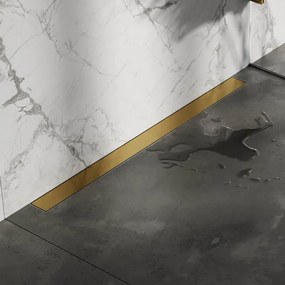 Brauer Douchegoot - 90x7.5cm - muurflens - tegelinlegrooster omkeerbaar - RVS - geborsteld goud DR-MRFW90GG
