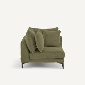 Hoekbank in stone-kleurig fluweel, MODERNISTE, ontwerp van Emmanuel Gallina