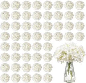 VEVOR Kunstbloemen, 65 stuks witte kunstzijden hortensia's, witte kunstbloemen met stelen voor doe-het-zelf bruidsboeketten, tafeldecoraties voor thuis, tafeldecoraties voor feesten