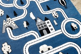 Tapijt PETIT TOWN STAD  STRAAT blauw