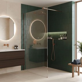 Walk-in douchewand Rea Flexi Transparent / Brush Copper 90