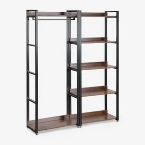 Open Modulaire Kast Van 2 Stuks Met Kledingrek En Plank In Staal En Hout Ariaster Zwart - Sklum