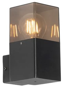 Moderne buiten wandlamp zwart IP44 met smoke glas - Denmark Modern E27 IP44 Buitenverlichting