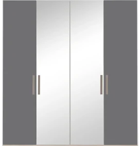 Goossens Kledingkast Easy Storage Ddk, Kledingkast 203 cm breed, 220 cm hoog, 2x glas draaideur en 2x spiegel draaideur midden