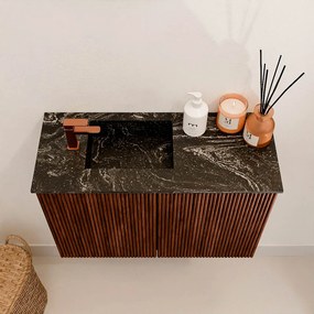 Mondiaz Joya DLux 60cm toiletmeubel ruby met wastafel faye links 1 kraangat lava