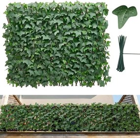 VEVOR kunsthaag 63,5x320 cm, plantenwand, uitschuifbaar privacyscherm, klimop privacyscherm, windscherm, haagafscheiding, kunstplanten balkonbekleding voor bruiloften, buitentuinen, achtertuinen