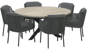 4 Seasons Outdoor Bernini Louvre dining tuinset 160xH75 cm rond 7 delig Platinum