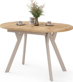 Mazzoni ALMO Artisan Eiken / kasjmier poten - OVALE UITSCHUIFTAFEL 140-240 cm VOOR 10-12 PERSONEN