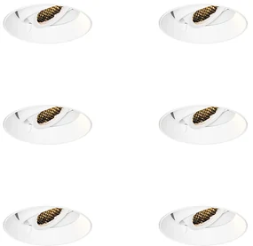 Set van 6 Moderne inbouwspot wit GU10 rond trimless - Oneon Honey GU10 Binnenverlichting Lamp