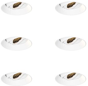 Set van 6 Moderne inbouwspot wit GU10 rond trimless - Oneon Honey
