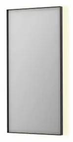 INK SP32 spiegel - 50x4x100cm rechthoek in stalen kader incl indir LED - verwarming - color changing - dimbaar en schakelaar - geborsteld metal black 8410015