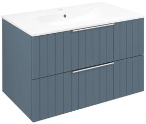 Sapho Cirasa badmeubel 80cm met blauw ribbelfront en witte wastafel