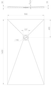 Polysan Treneca douchebak 160x90cm zwart mat