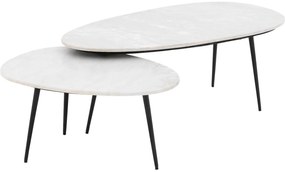 Goossens Salontafel Enzo ovaal, marmer wit, elegant chic, 110 x 40 x 55 cm