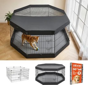 VEVOR Puppyren, Puppyverblijf, 76 cm, 8-delige set met deksel en vloermat, Speelplek voor middelgrote honden, katten en andere kleine dieren, Opvouwbaar, Veelzijdig te gebruiken dankzij de verschillende vormen