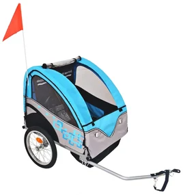 vidaXL Fietskar voor kinderen 30 kg grijs en blauw
