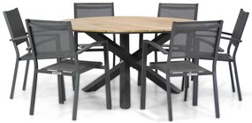 Tuinset Ronde Tuintafel 150 cm Aluminium/Textileen Grijs 6 personen Lifestyle Garden Furniture Amarilla/Fabriano