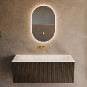Mondiaz Kurve 110cm badmeubel shadow met 1 lade en wastafel big medium midden zonder kraangat