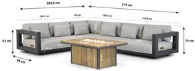 Hoek loungeset  Aluminium Grijs 6 personen 4 Seasons Outdoor Metropolitan/Lifestyle