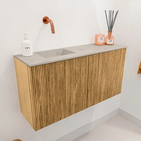 Mondiaz Joya DLux 80cm toiletmeubel oak met wastafel faye links zonder kraangat opalo