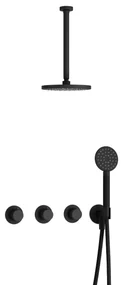 Hotbath Cobber IBS70 inbouwdouche met ronde handdouche en 30cm plafondbuis zwart mat