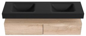 Zaro Alan badmeubel 160cm washed oak 2 lades met vrijhangende wastafel cloud dubbel zonder kraangat urban
