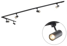 Smart 1-fase railsysteem 5 Spot / Opbouwspot / Plafondspots incl. 5 GU10 zwart - Iconic Jeana Modern GU10 Binnenverlichting Lamp