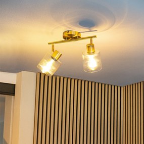 PlafondSpot / Opbouwspot / Plafondspot goud met glas 2-lichts verstelbaar - Laura Art Deco E27 Binnenverlichting Lamp