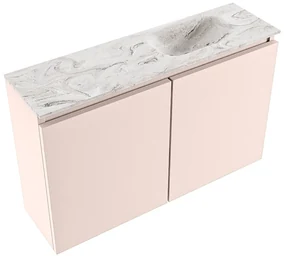 Mondiaz Ture DLux toiletmeubel 80cm rosee met wastafel glace rechts zonder kraangat