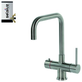 Selsiuz Inox kokend water kraan met titanium combi extra boiler en U-uitloopkraan inox