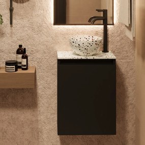 Fontana Terrazzo Micro Marble toiletmeubel 40cm zwart mat