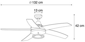 Plafondventilator met lamp zwart 132cm incl. LED met afstandbediening - Cool Anello Modern rond Binnenverlichting Lamp