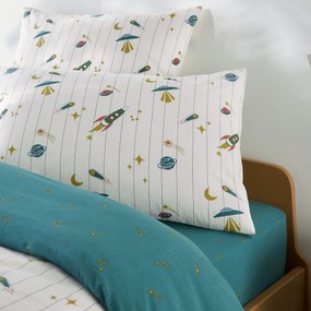 Kussensloop voor kinderen, 30% gerecycled gewassen katoen, raketprint, EGOR