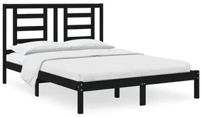 vidaXL Bedframe massief grenenhout zwart 135x190 cm 4FT6 Double