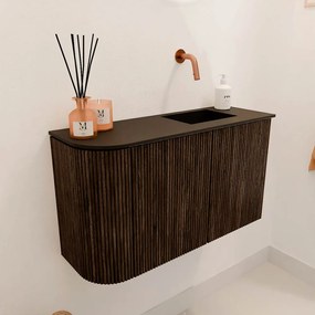 Mondiaz Joya 70cm toiletmeubel ronding links walnut met wastafel faye rechts zonder kraangat urban