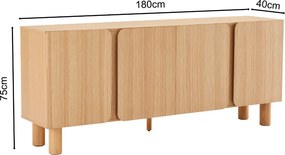 Eiken Dressoir Modern - 180x40x75cm.