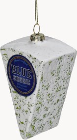 Ornament Blue Cheese Glass White H 10,5 cm