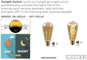 Lucide Bulb LED lamp met dag/nacht sensor 2200K E27 4W 6.4cm amber