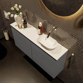 Mondiaz Fowy toiletmeubel 100cm dark grey met witte waskom rechts zonder kraangat