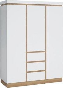 Kledingkast Numeri 117, Eiken, Wit, 212x157x60cm, 140.1 kg, Kledingkast deuren: Met scharnieren