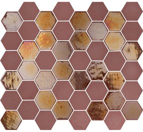 The Mosaic Factory Valencia hexagon glasmozaïek tegels 28x33 burgundy