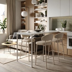 Mazzoni IRIS Beige (stof Basel 24)/onderstel kasjmier - GESTOFFEERDE BARKRUK VOOR KEUKEN/BAR