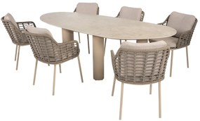 Taste by 4 Seasons Puglia tuinset latte met Denia tafel 240 cm Tuinset   taupe weerbestendig