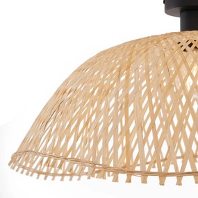 Art Deco plafondlamp zwart met naturel bamboe 60cm - Alka Art Deco E27 Scandinavisch Bohemian rond Binnenverlichting Lamp